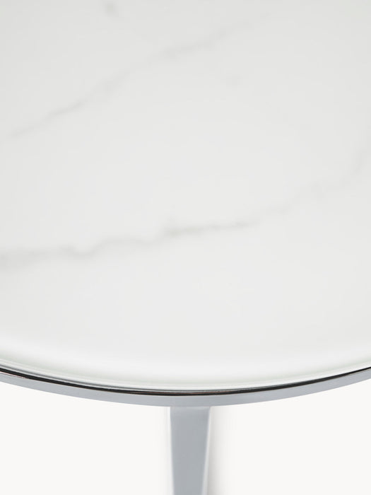 Antigua Round Side Table with Marble Effect Glass Top