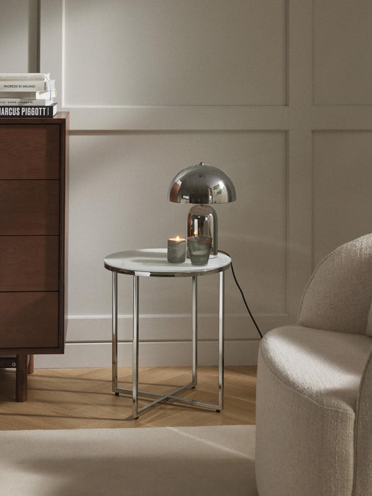 Antigua Round Side Table with Marble Effect Glass Top