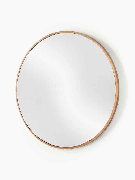 Avery Round Wall Mirror with Oak Wood Frame