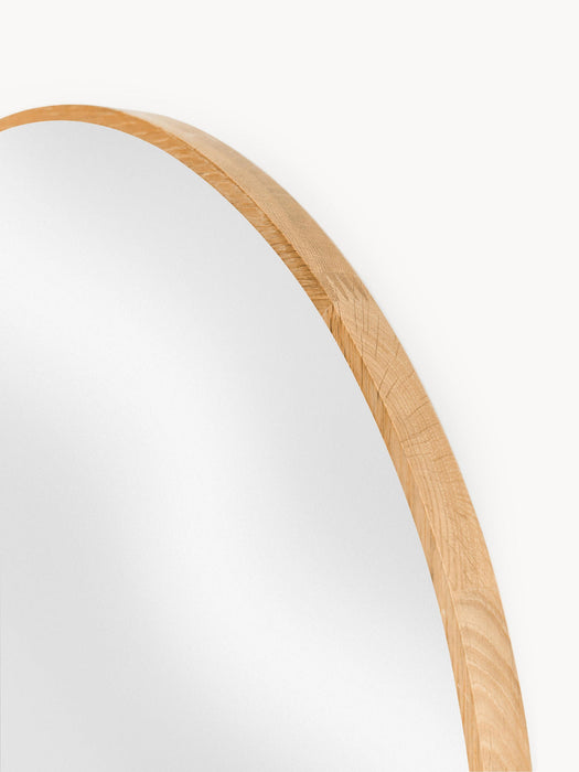 Avery Round Wall Mirror with Oak Wood Frame