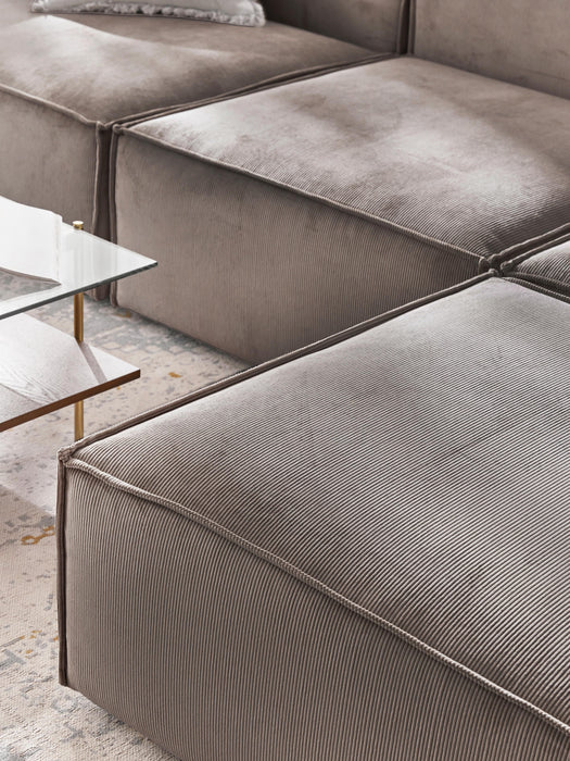Corduroy Modular Sofa Lennon 4-seater with Ottoman leftright