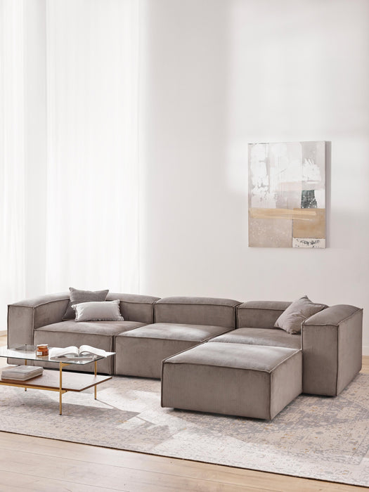 Corduroy Modular Sofa Lennon 4-seater with Ottoman leftright