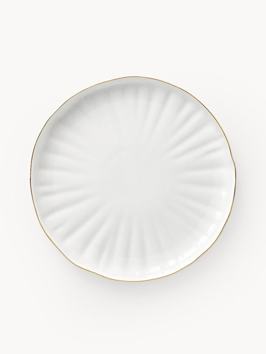 Porcelain Breakfast Plates Sali with Embossed Pattern Set of 2