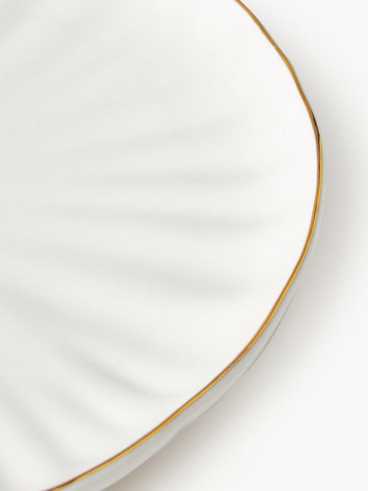 Porcelain Breakfast Plates Sali with Embossed Pattern Set of 2