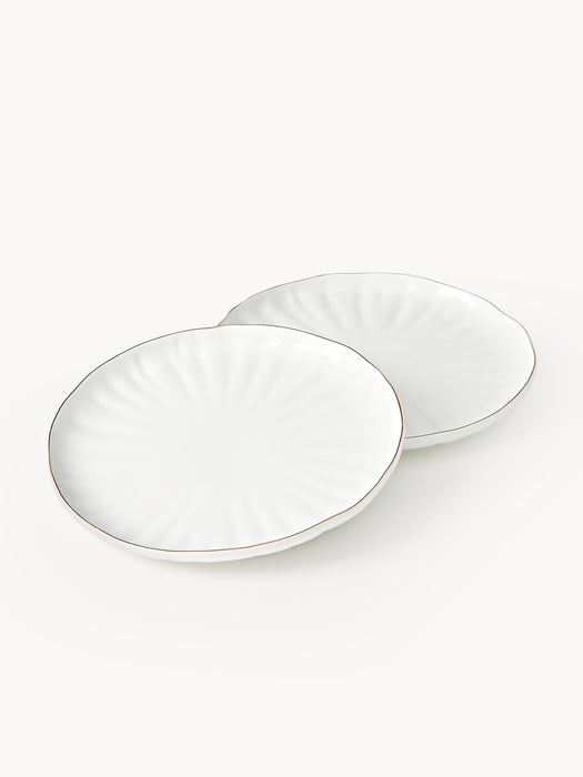 Porcelain Breakfast Plates Sali with Embossed Pattern Set of 2