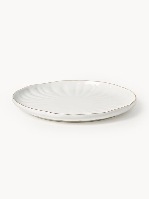 Porcelain Breakfast Plates Sali with Embossed Pattern Set of 2