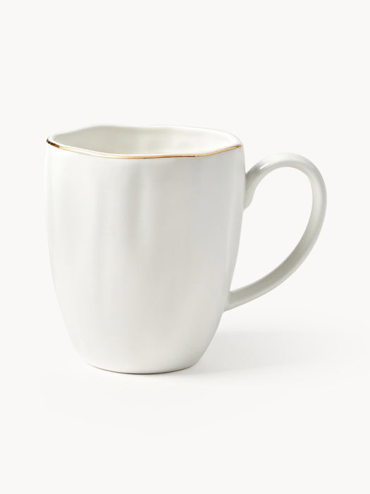 Porcelain Mugs Sali with Embossed Pattern Set of 2