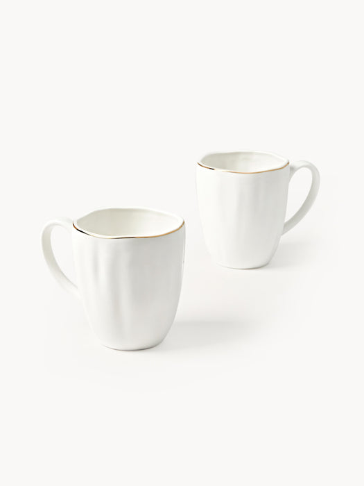Porcelain Mugs Sali with Embossed Pattern Set of 2