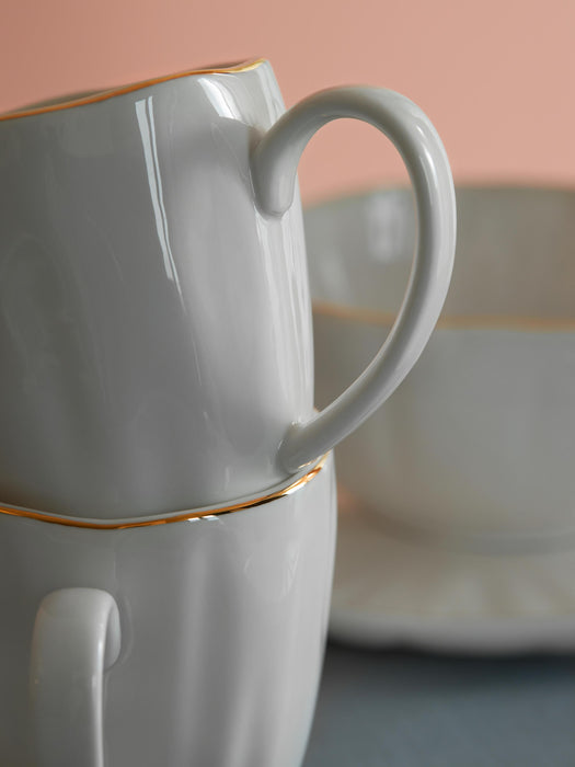 Porcelain Mugs Sali with Embossed Pattern Set of 2
