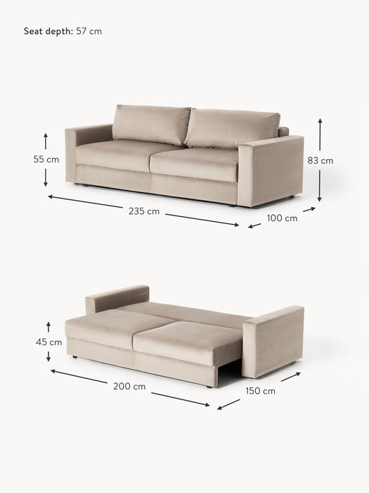 Velvet Sofa Bed Tasha 3-seater