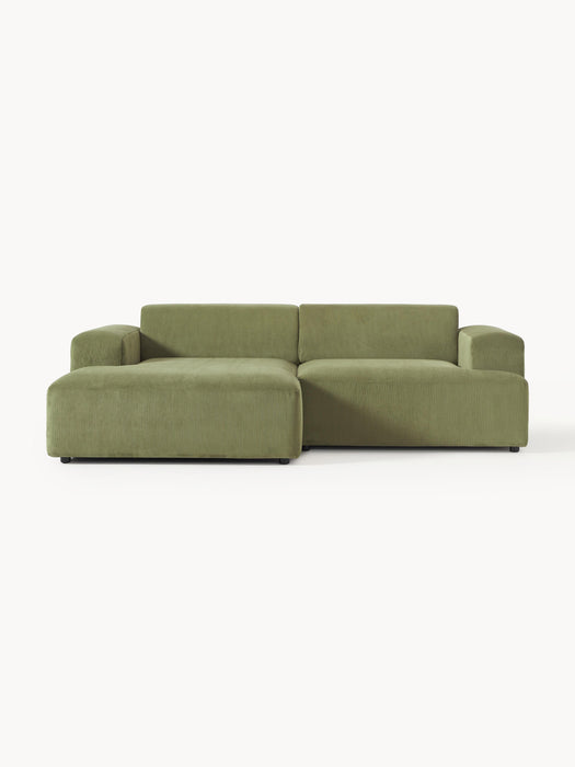 Corduroy Corner Sofa Melva 3-seater