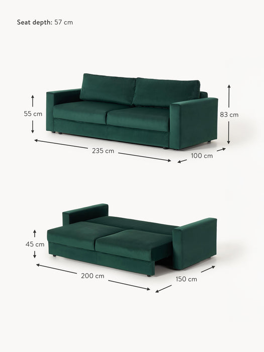 Velvet Sofa Bed Tasha 3-seater