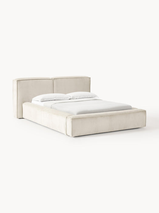 Upholstered Corduroy Bed Lennon with Storage Space