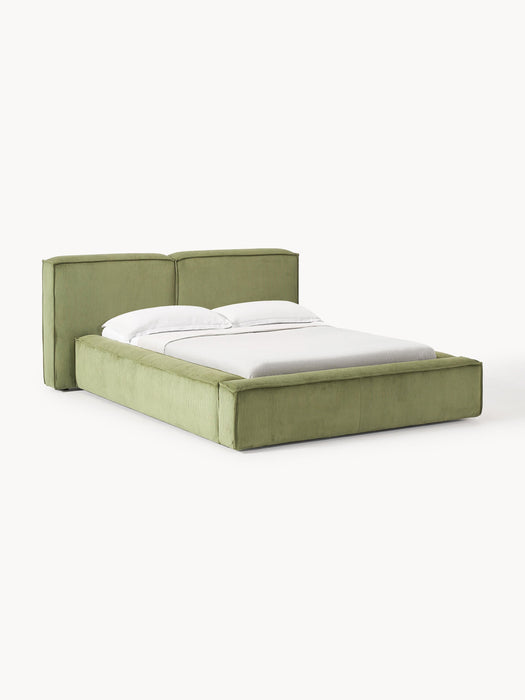 Upholstered Corduroy Bed Lennon with Storage Space