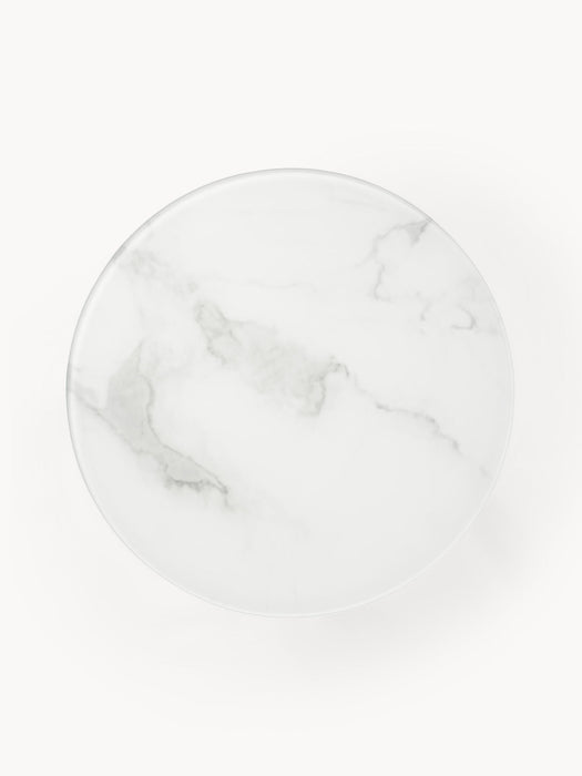 Antigua Round Side Table with Marble Effect Glass Top