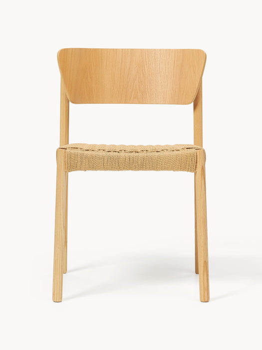 Wooden Dining Chairs Danny with Rattan Seat Set of 2