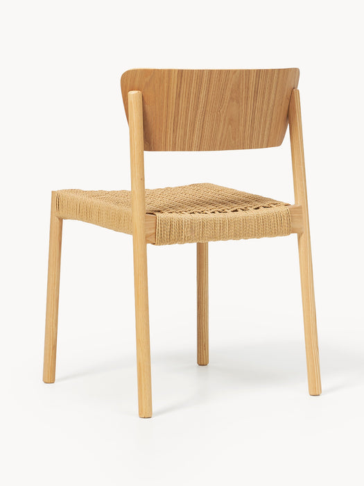 Wooden Dining Chairs Danny with Rattan Seat Set of 2