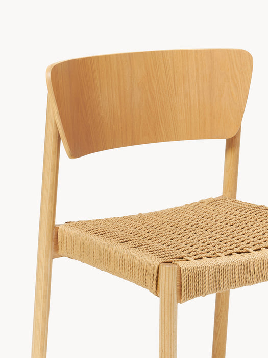 Wooden Dining Chairs Danny with Rattan Seat Set of 2