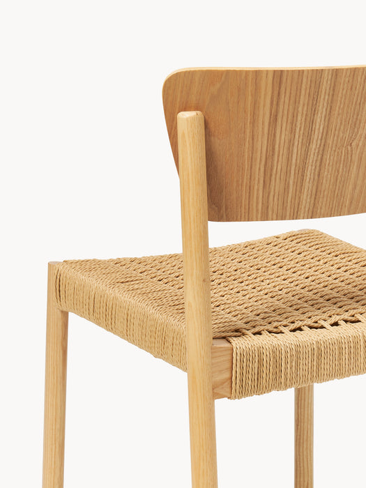 Wooden Dining Chairs Danny with Rattan Seat Set of 2