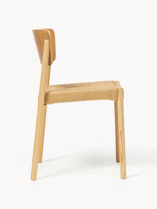 Wooden Dining Chairs Danny with Rattan Seat Set of 2