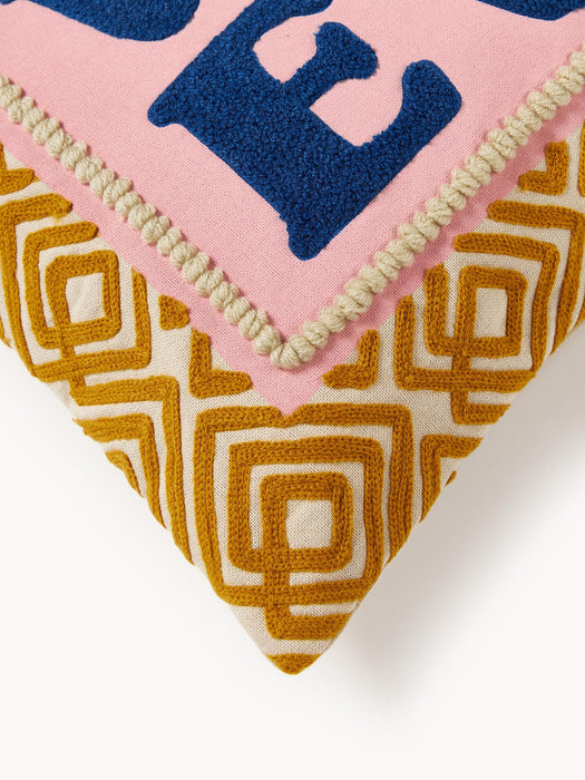 Whatever Cushion Cover with Embroidered Lettering