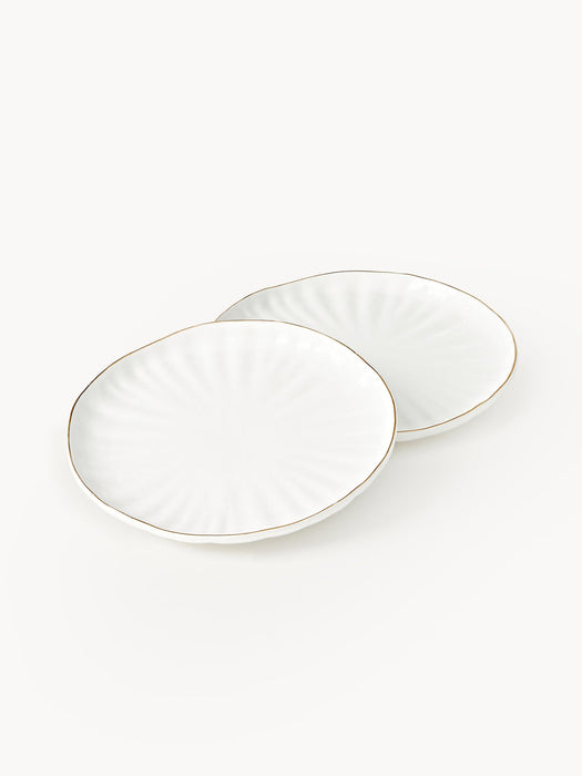 Sali Porcelain Dinner Plates with Embossed Pattern, Set of 2