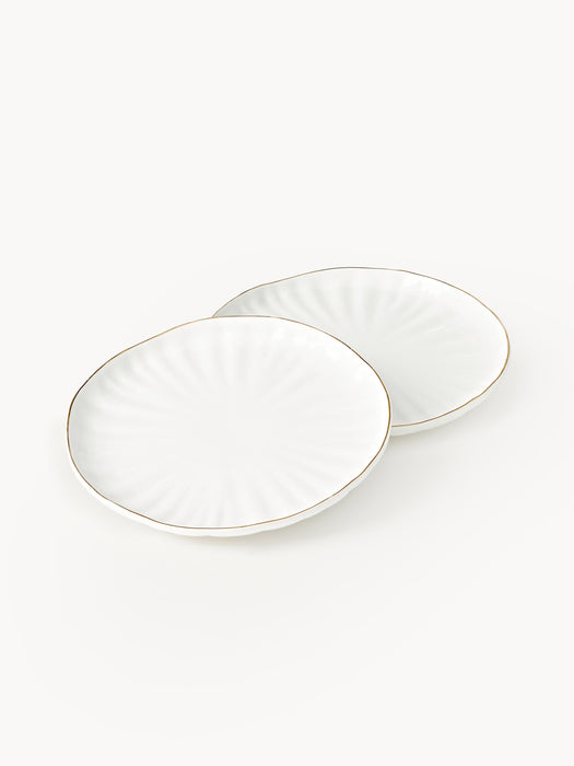 Porcelain Dinner Plates Sali with Embossed Pattern Set of 2