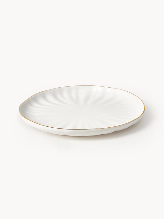 Sali Porcelain Dinner Plates with Embossed Pattern, Set of 2