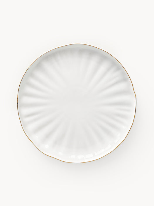 Porcelain Dinner Plates Sali with Embossed Pattern Set of 2