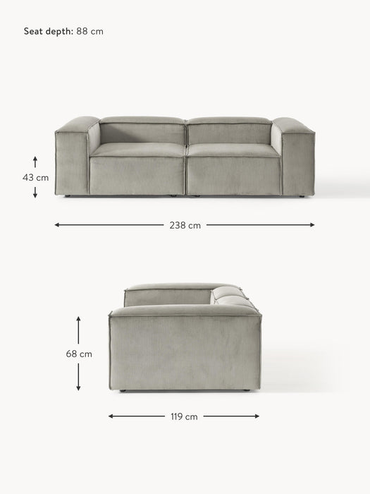 Corduroy Modular Sofa Lennon 3-seater