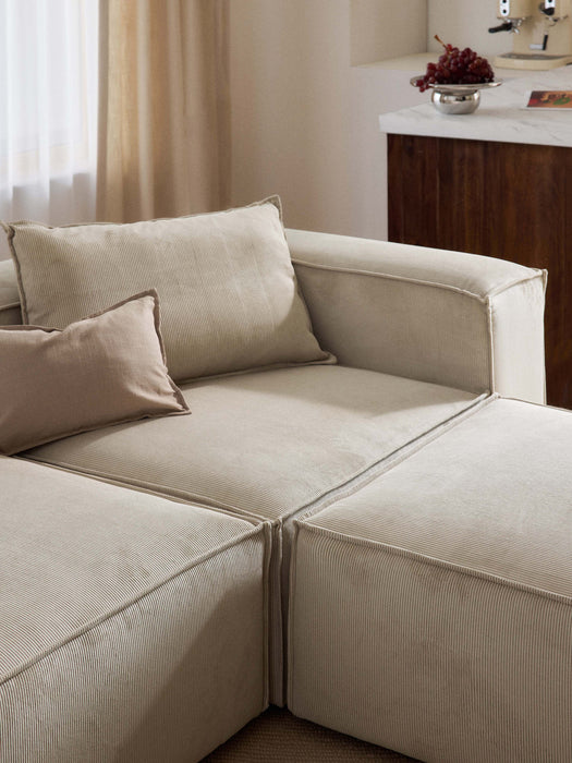 Corduroy Modular Sofa Lennon 4-seater with Ottoman leftright