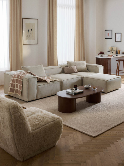Corduroy Modular Sofa Lennon 4-seater with Ottoman leftright