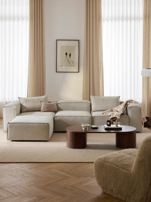 Corduroy Modular Sofa Lennon 4-seater with Ottoman leftright