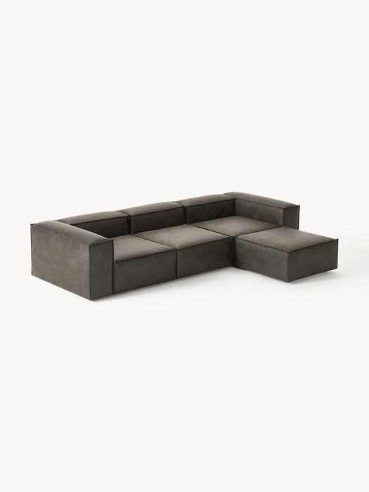 Modular Leather Sofa Lennon 4-seater with Ottoman leftright