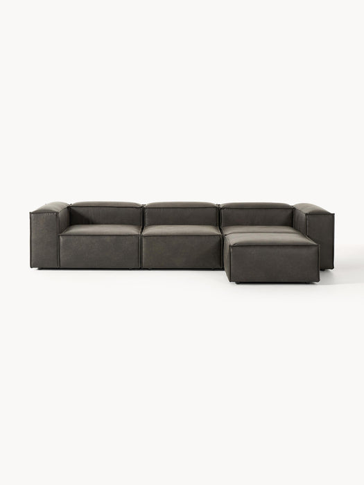 Modular Leather Sofa Lennon 4-seater with Ottoman leftright