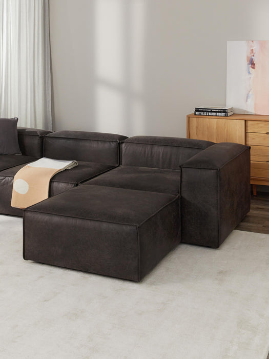 Modular Leather Sofa Lennon 4-seater with Ottoman leftright