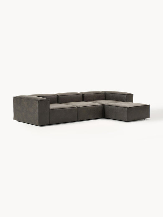 Modular Leather Sofa Lennon 4-seater with Ottoman leftright