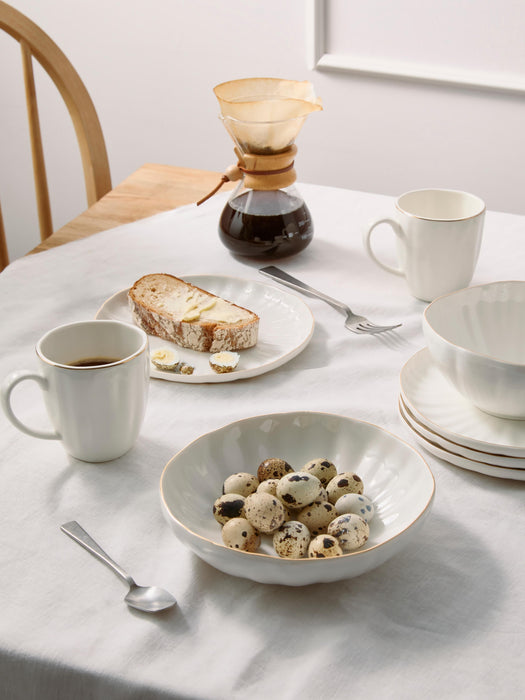 Porcelain Soup Plates Sali with Embossed Pattern Set of 2