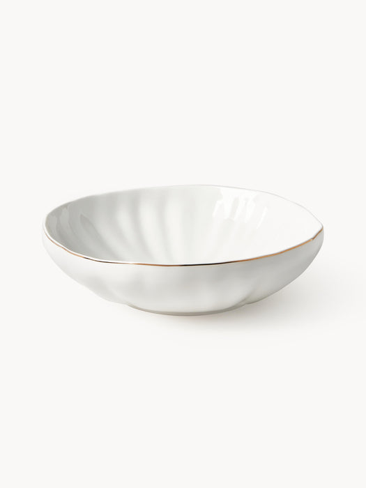 Porcelain Soup Plates Sali with Embossed Pattern Set of 2