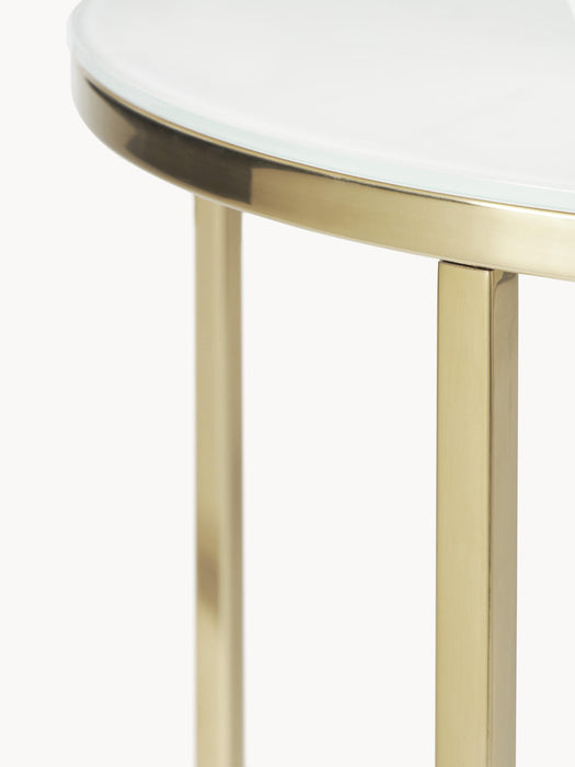 Antigua Round Side Table with Marble Effect Glass Top