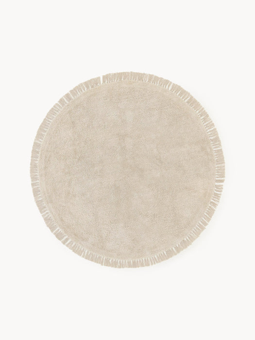 Round Hand-Tufted Cotton Rug Daya with Fringes