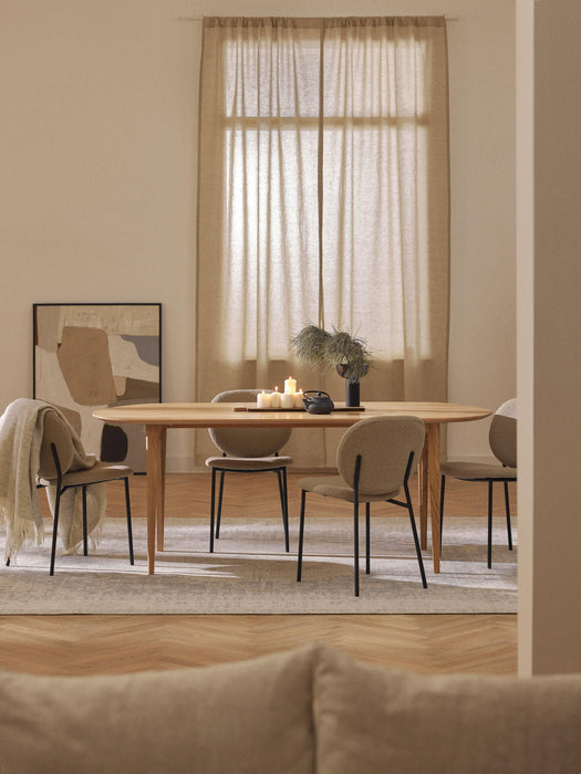 Oval Oak Wood Dining Table Archie 200x100 cm