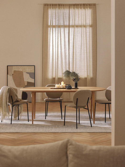 Archie Oval Oak Wood Dining Table, 200 x 100 cm