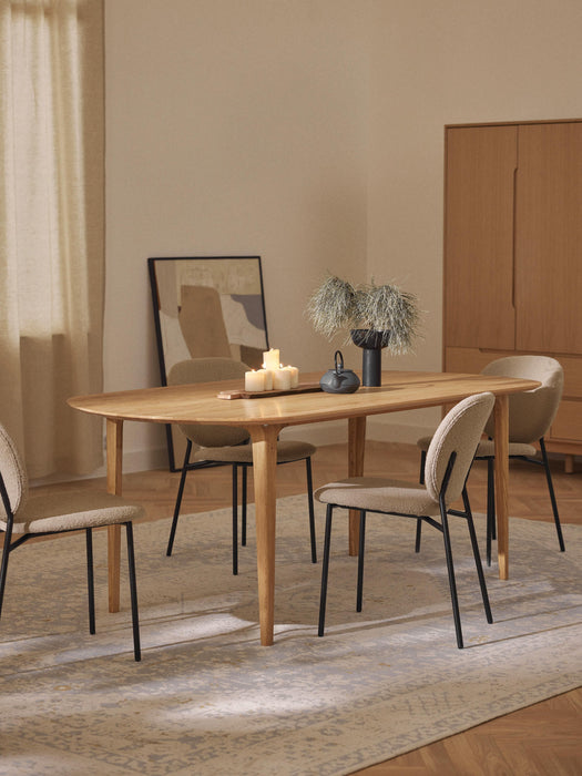 Oval Oak Wood Dining Table Archie 200x100 cm