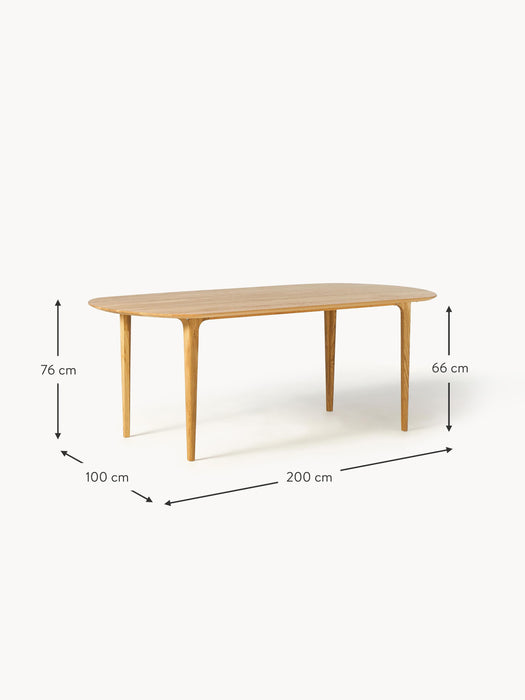 Oval Oak Wood Dining Table Archie 200x100 cm
