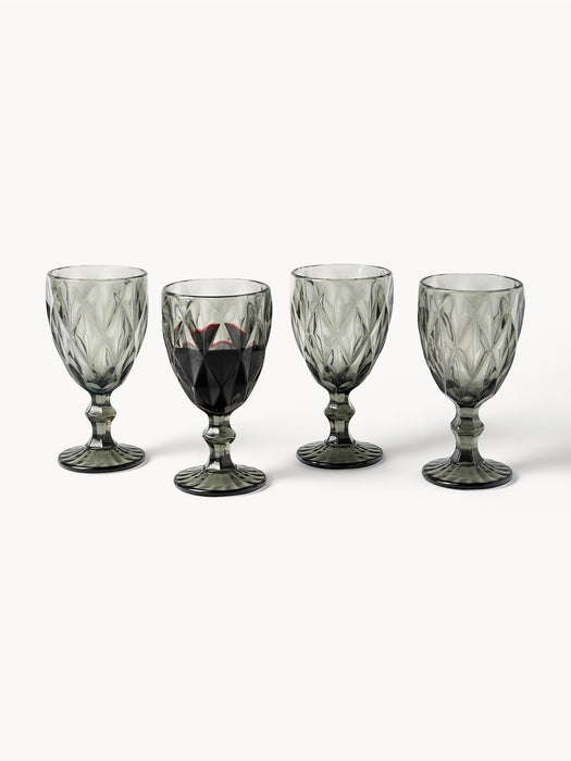 Wine Glasses Colorado with Embossed Pattern Set of 4