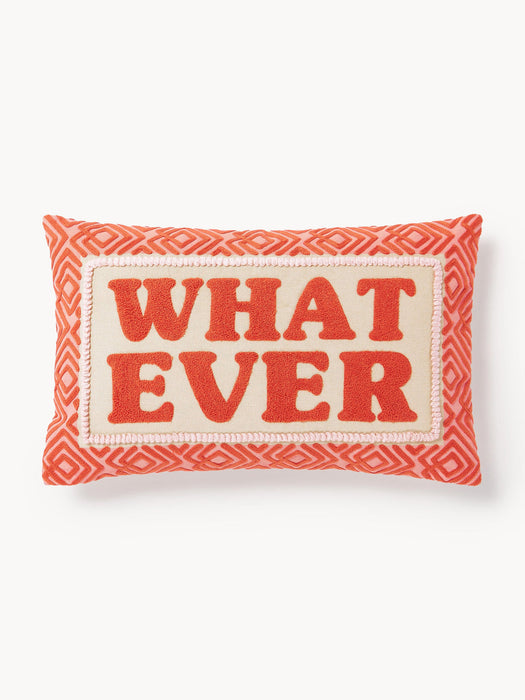 Whatever Cushion Cover with Embroidered Lettering