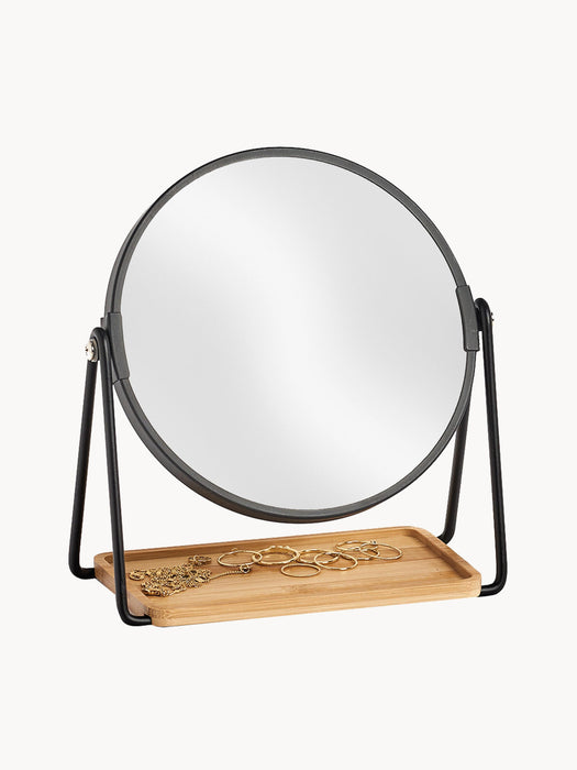 Round Cosmetic Mirror Nora with Shelf and Magnification