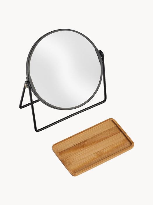 Round Cosmetic Mirror Nora with Shelf and Magnification