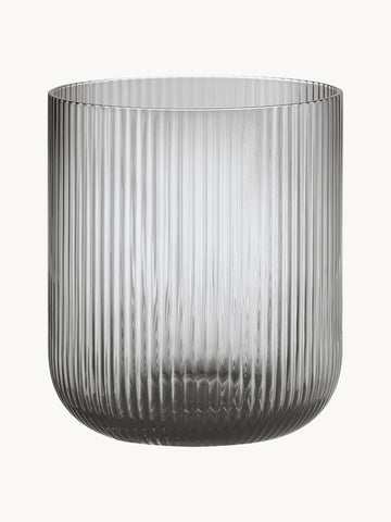 Ven Glass Candle Holder with Embossed Pattern, H 16 cm